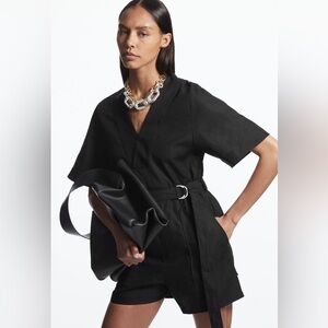 COS Linen V-Neck Belted Playsuit